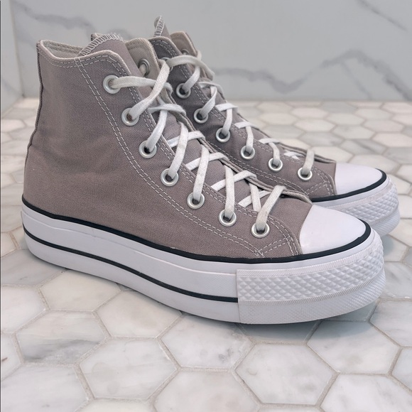 Converse Chuck Taylor CTAS Lift HI Platform High Vapor Mauve & White Sneakers 7 - Picture 3 of 16